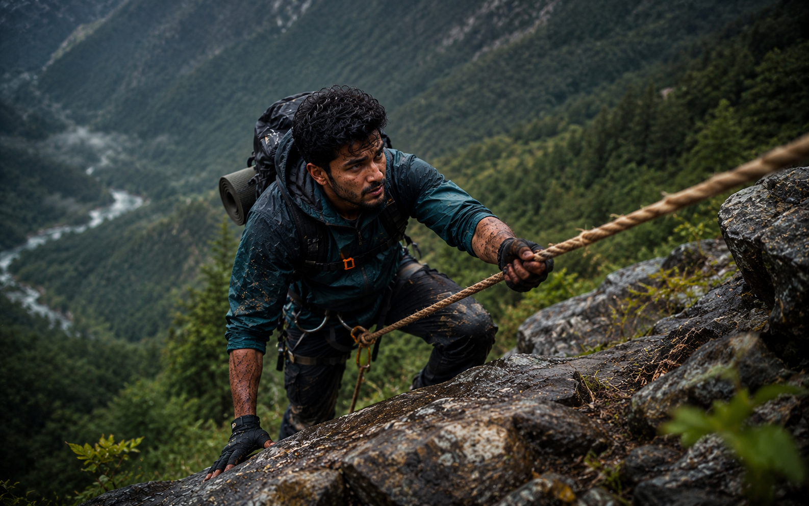 Physical outdoor survival challenge — rock climbing